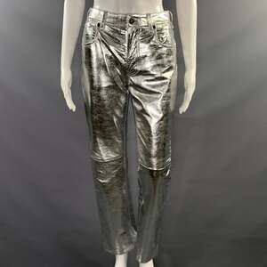 VEDA Size 0 Silver Leather Metallic Lamb Skin Jean Cut Casual Pants